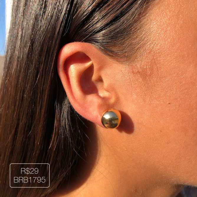 Brinco Bola M Liso Dourado